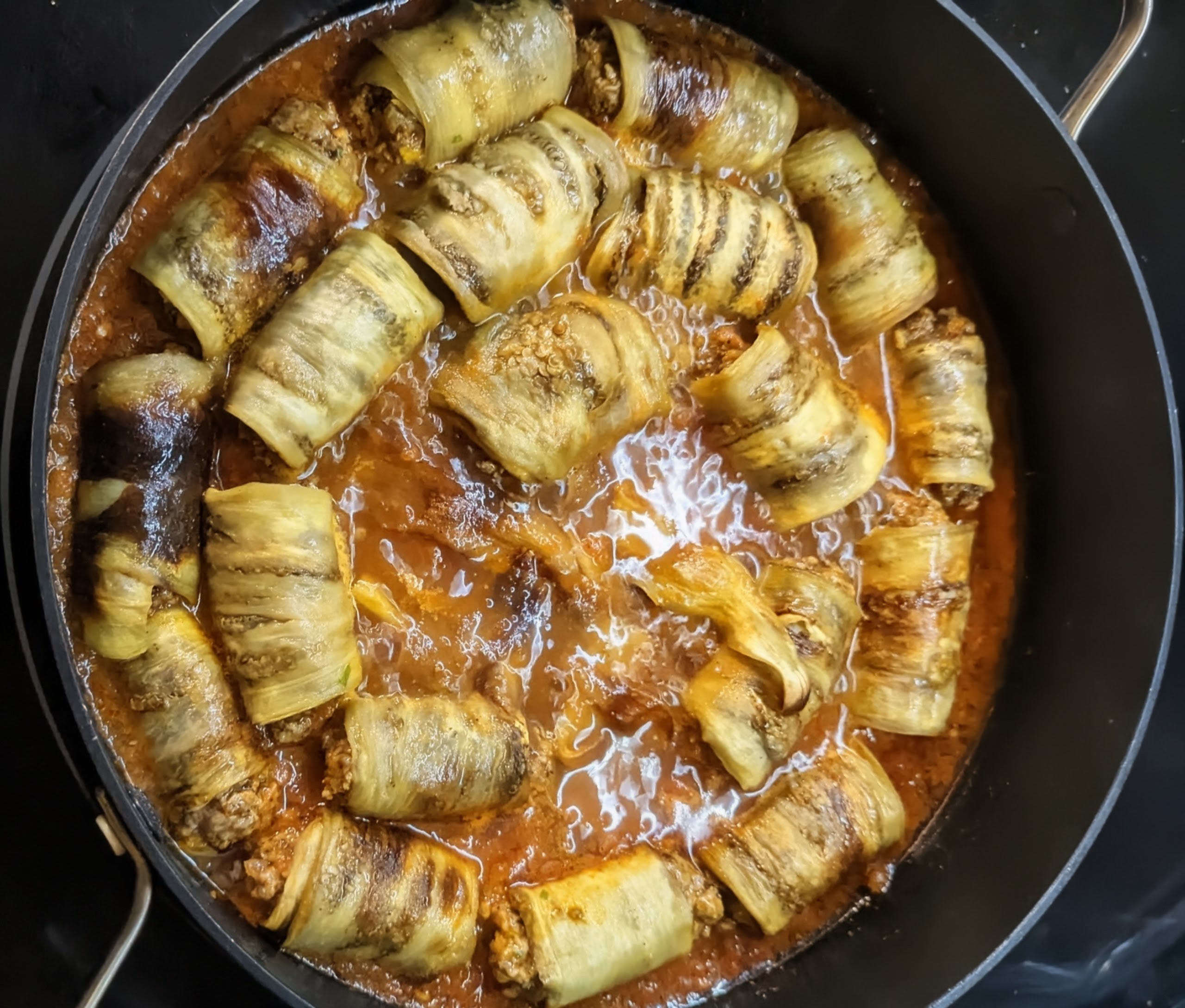 Eggplant & Beef Rolls in Savory Tomato Sauce